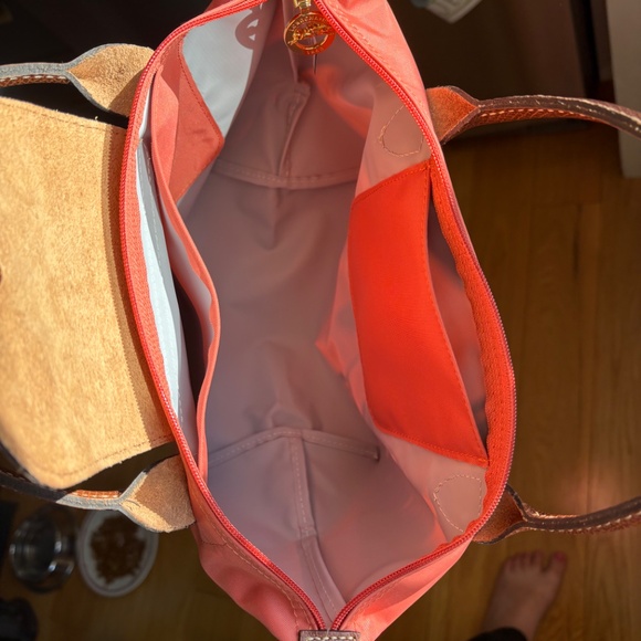 New Condition Small Salmon Longchamp Le Pliage Original Handbag - Picture 4 of 4